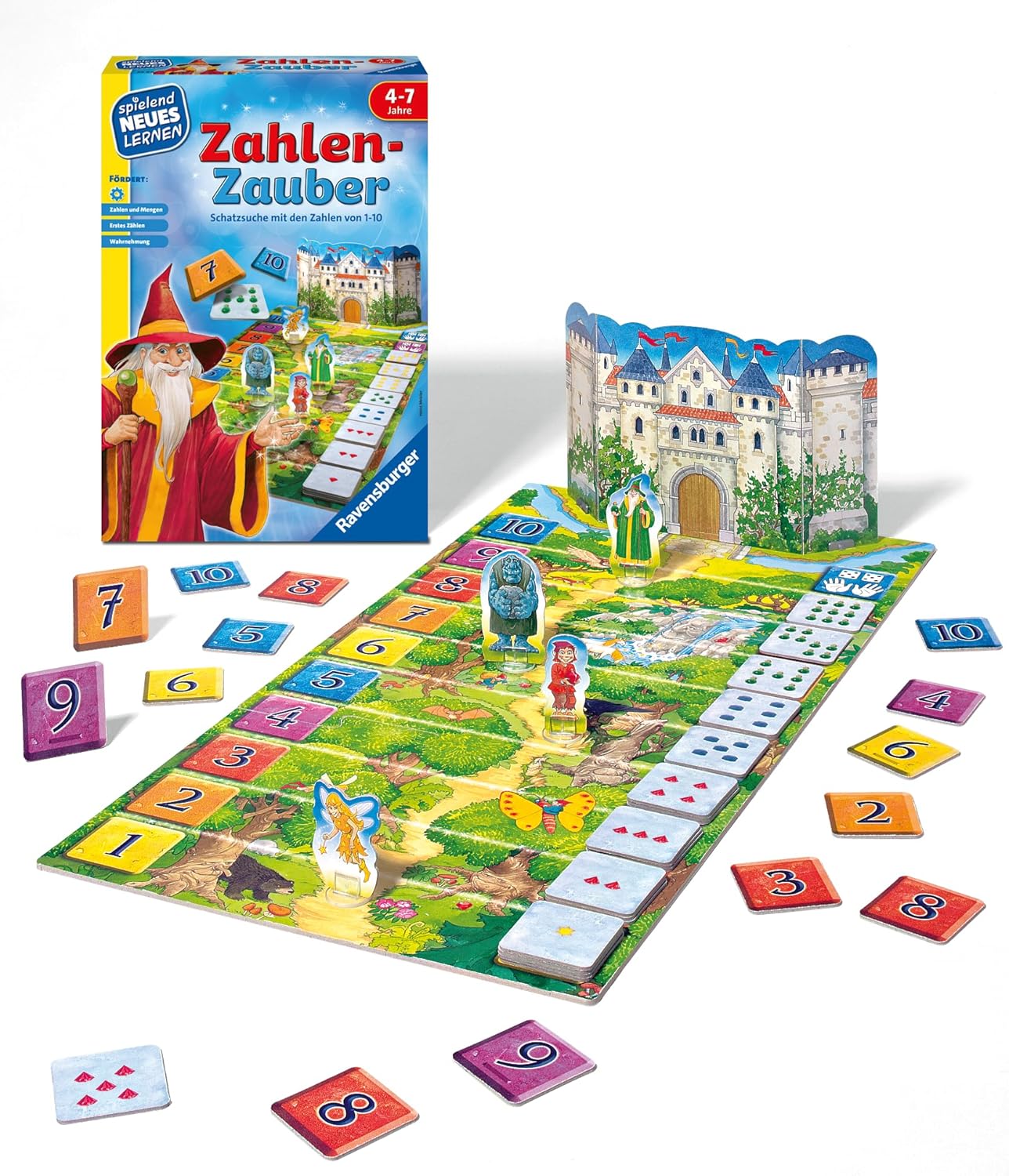 Detalle de Ravensburger 24964 Zahlen-Zauber – Lernspiel für 4–7 Jahre, Lernen mit Zahlen 1–10 in spannender Schatzsuche