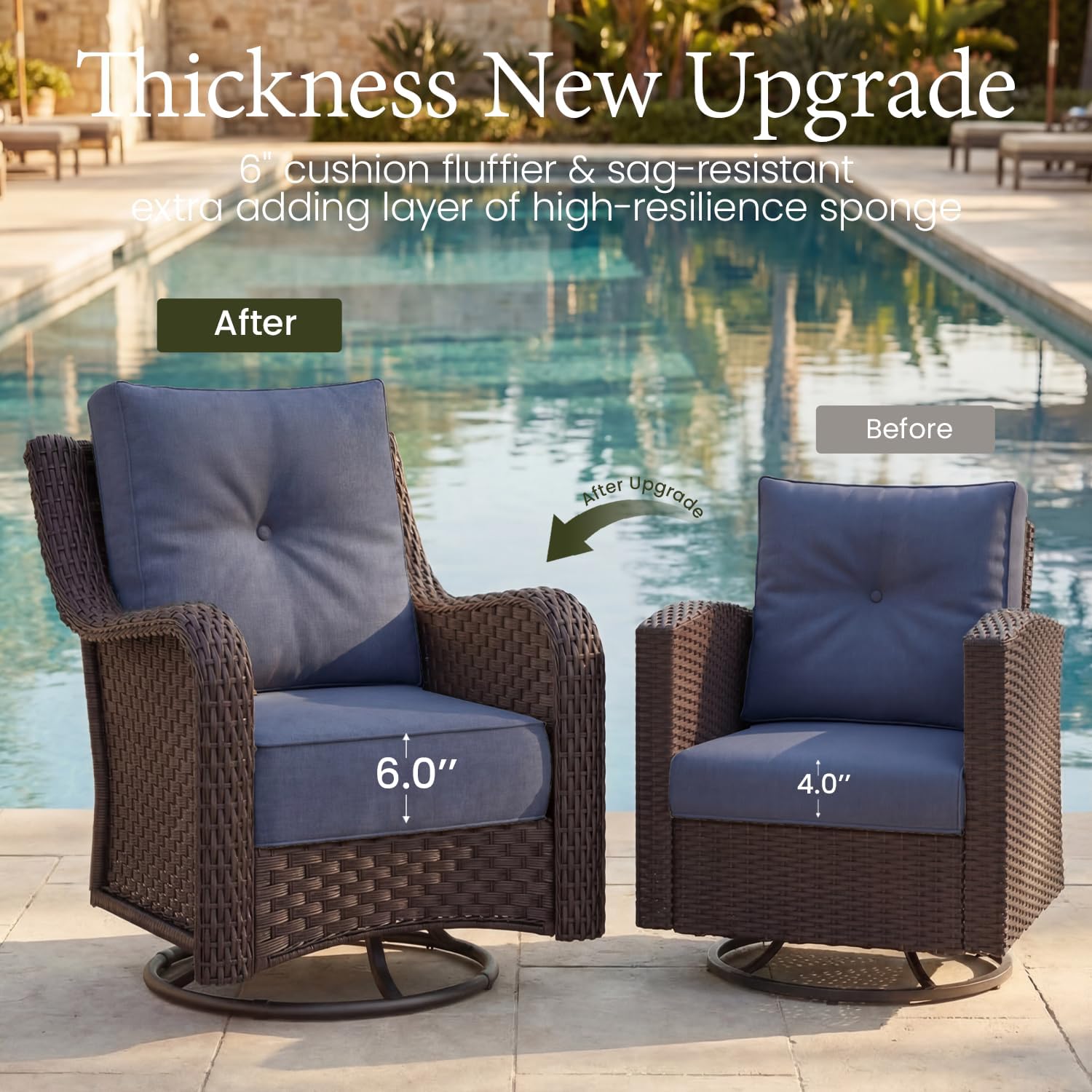 Detalle 2 de LayinSun Wicker Patio Furniture Set with 6-inch Cushions