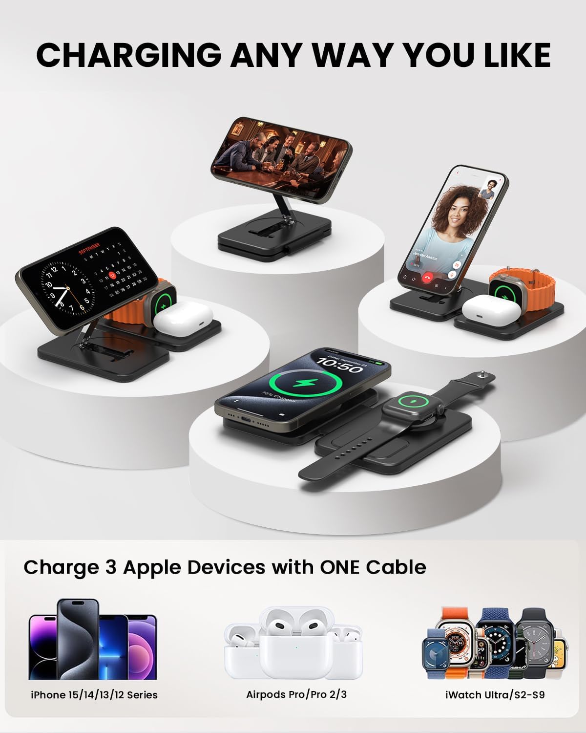 Detalle de GEEKERA 3‑in‑1 MagSafe Charger for iPhone