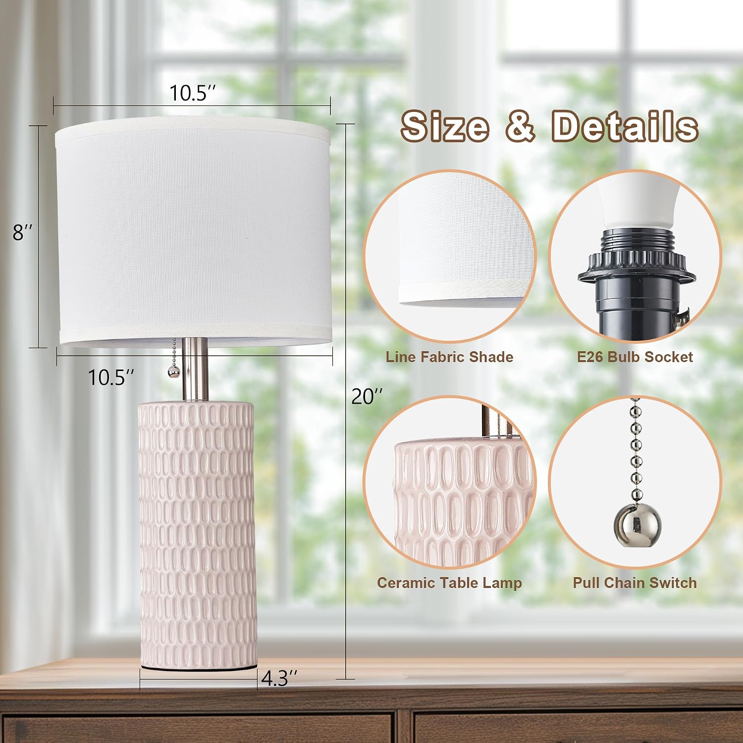 Detalle 2 de Reaketon Ceramic Table Lamps 20-inch