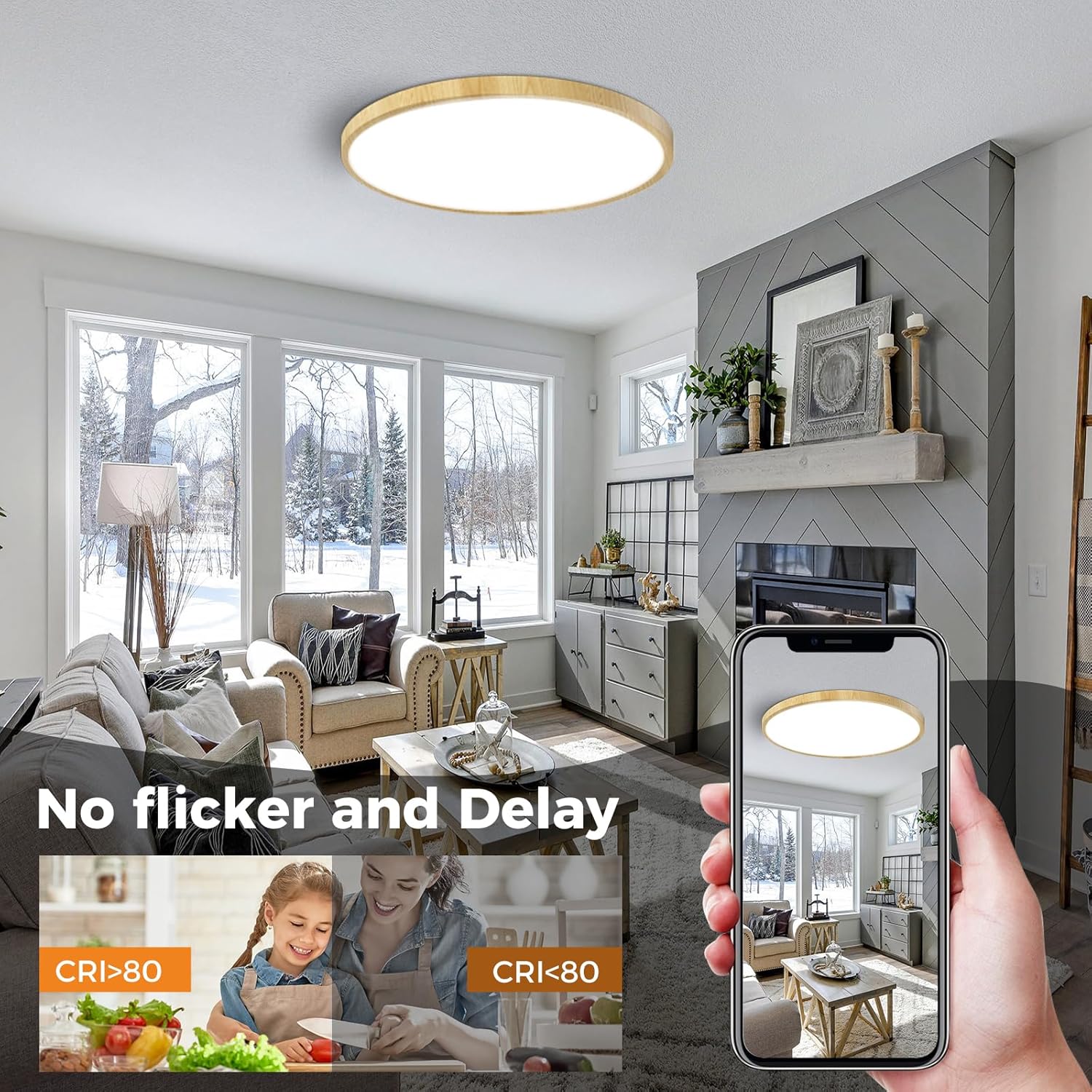 Thumbnail 4 de Slochi LED Deckenleuchte Flach 30 cm – 3 Farbtemperaturen (3000K/4000K/6500K), IP44, ultradünn