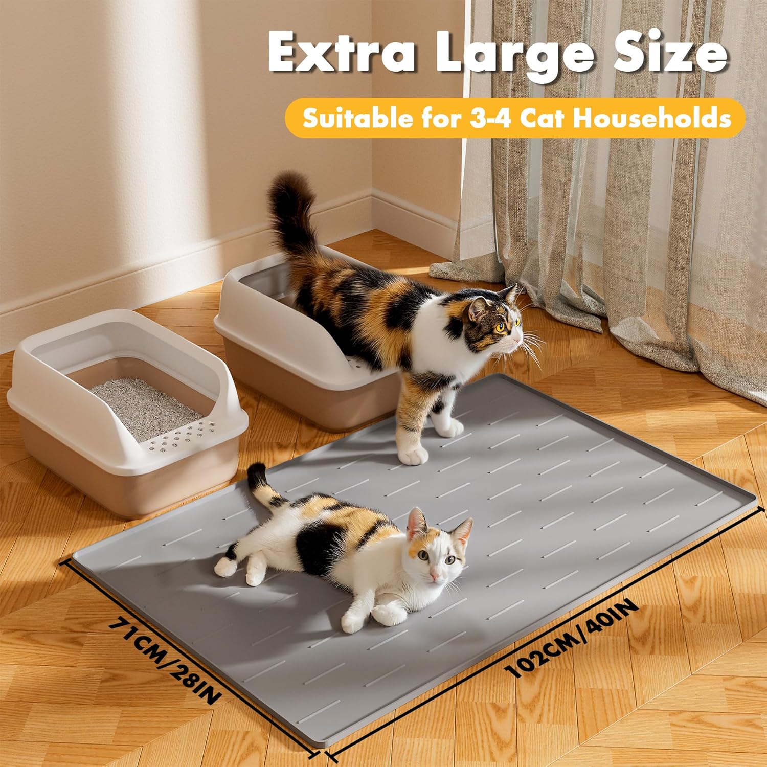 Thumbnail 6 de Pieviev Cat Litter Mat (102 x 71 cm) – Extra Large Silicone Litter Tray Mat