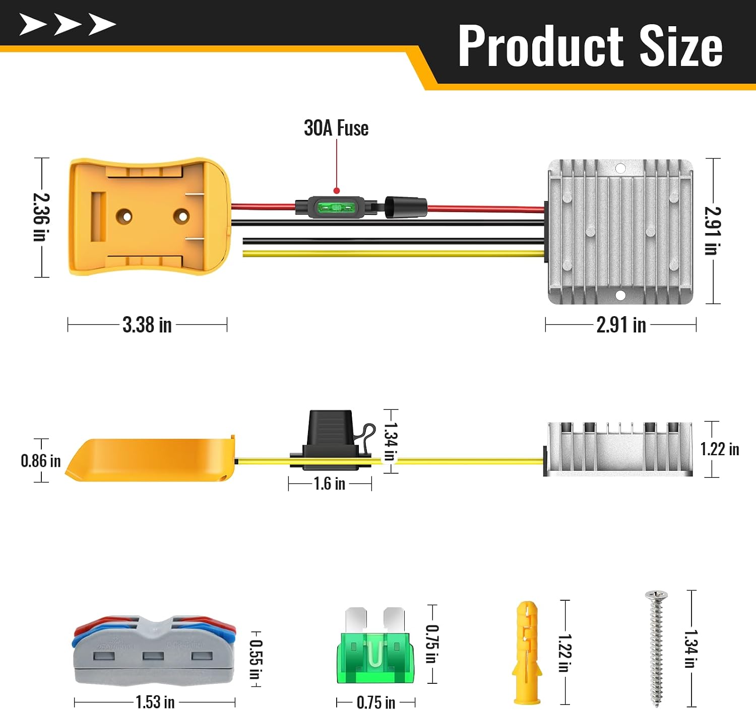 Detalle de Kzreect 519b15e9-4367-44dd-b4c4-dcae17781d03 20V to 12V Converter, 20A, 240W