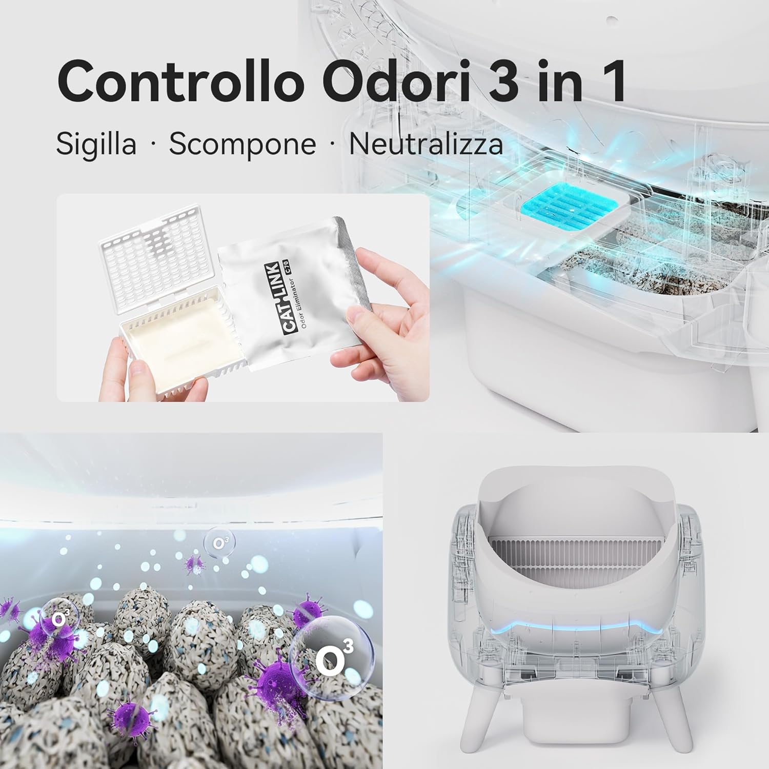 Thumbnail 3 de CATLINK Lettiera autopulente per gatti con ingresso dall’alto e Wi‑Fi 5 GHz, capienza XL 12L (grigio antracite)