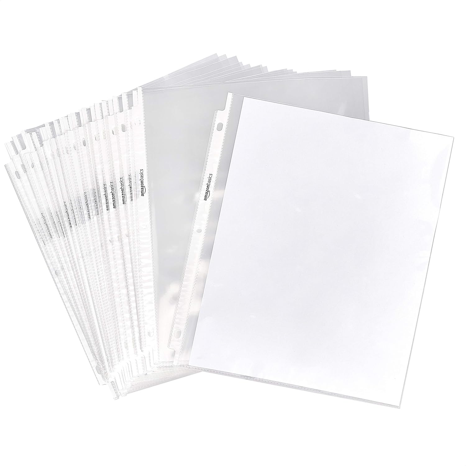 Amazon Basics 3-Ring Binder Sheet Protectors, Heavyweight Polypropylene, 8.5 x 11 inches (100-pack)