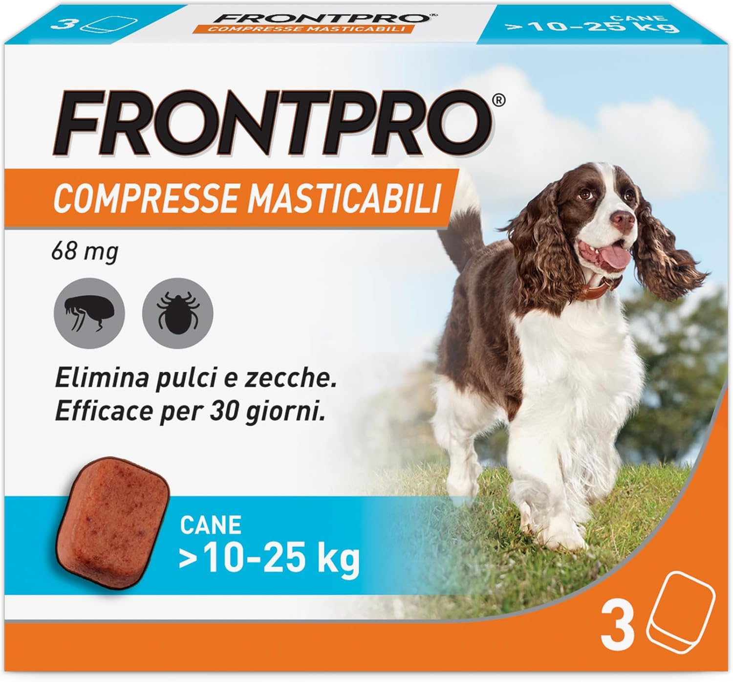 FRONTPRO 3 compresse masticabili antiparassitario per cani 10–25 kg afoxolaner