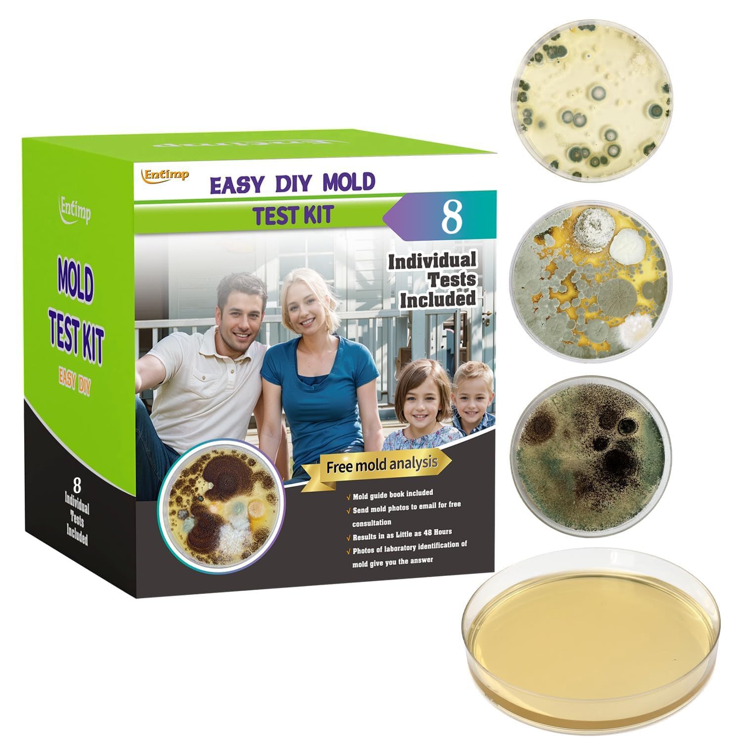 Detalle de Entimp Mold Test Kit, 8 Tests for Air, HVAC, and Surface Sampling
