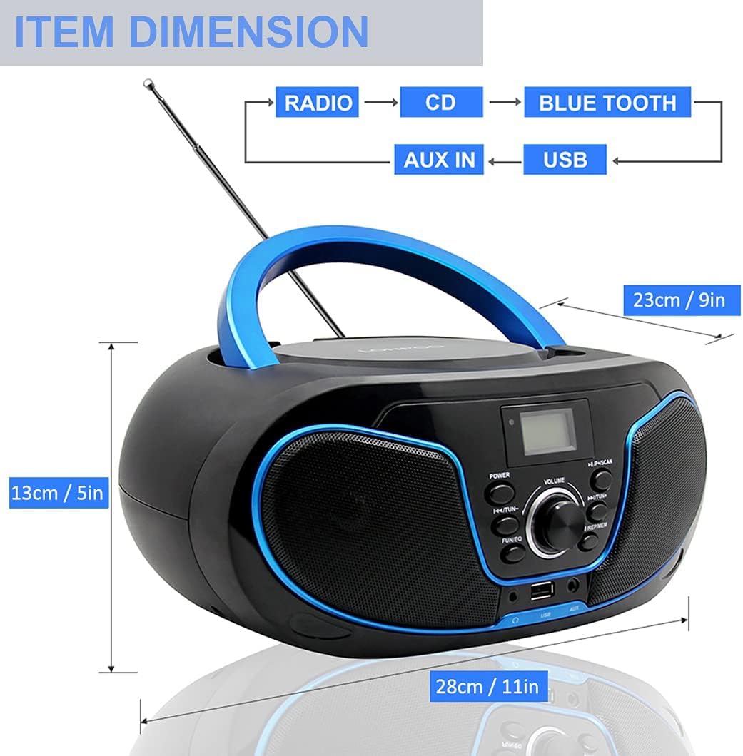 Detalle de Lettore CD con Bluetooth LP-D02: radio FM portatile stereo con USB e AUX