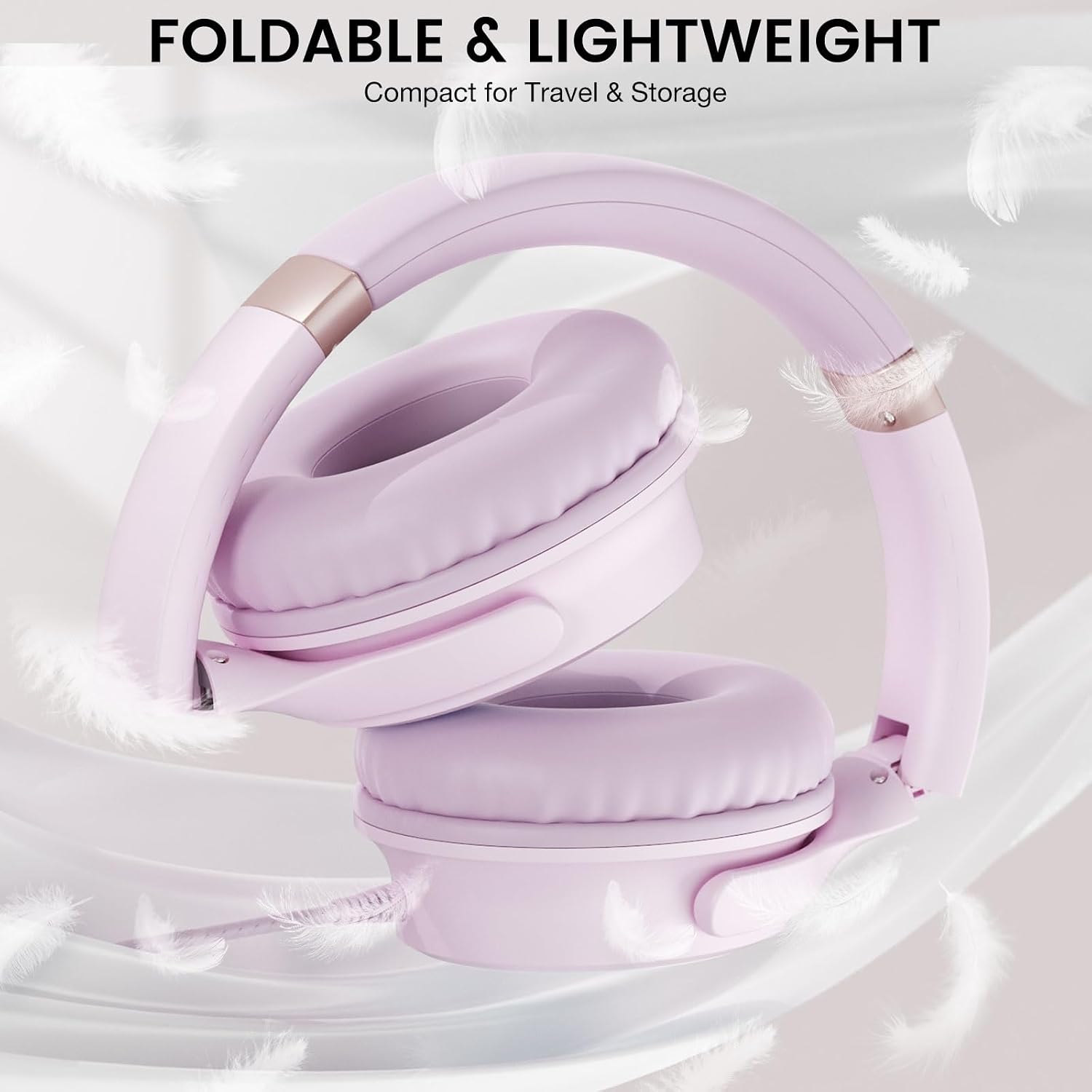Detalle de Wuopzf USB‑C wired over‑ear headphones with microphone, volume control and foldable design