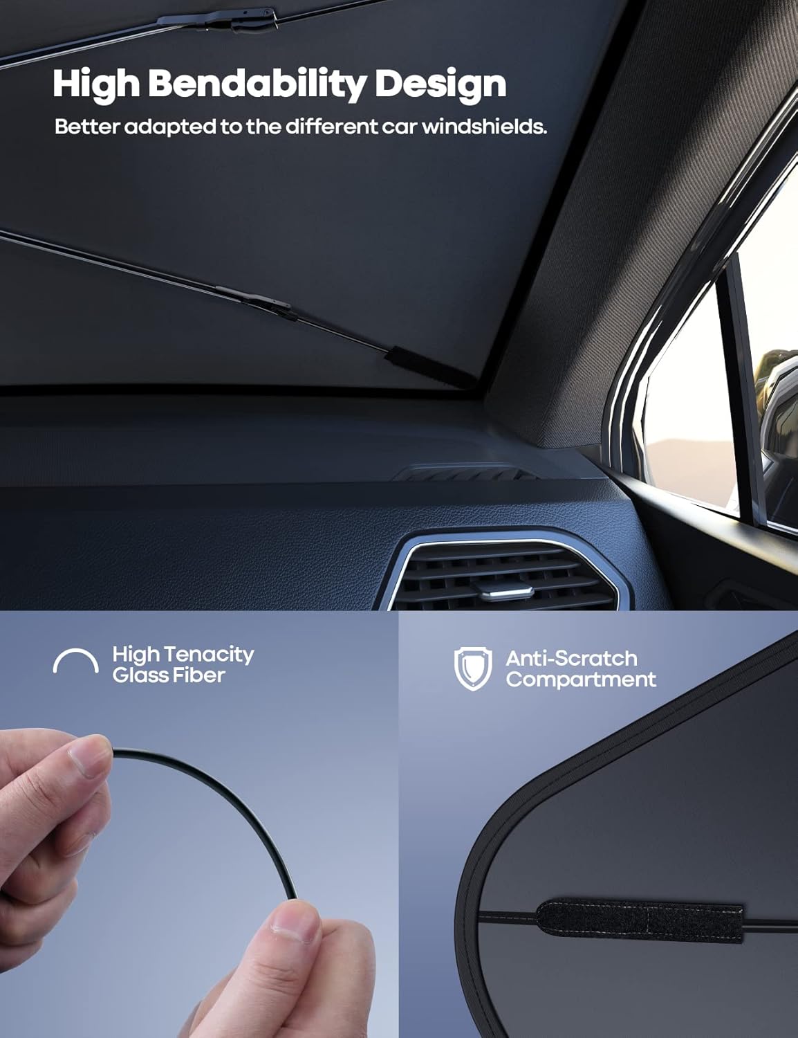 Detalle 1 de Lamicall Car Windshield Sunshade 52x31