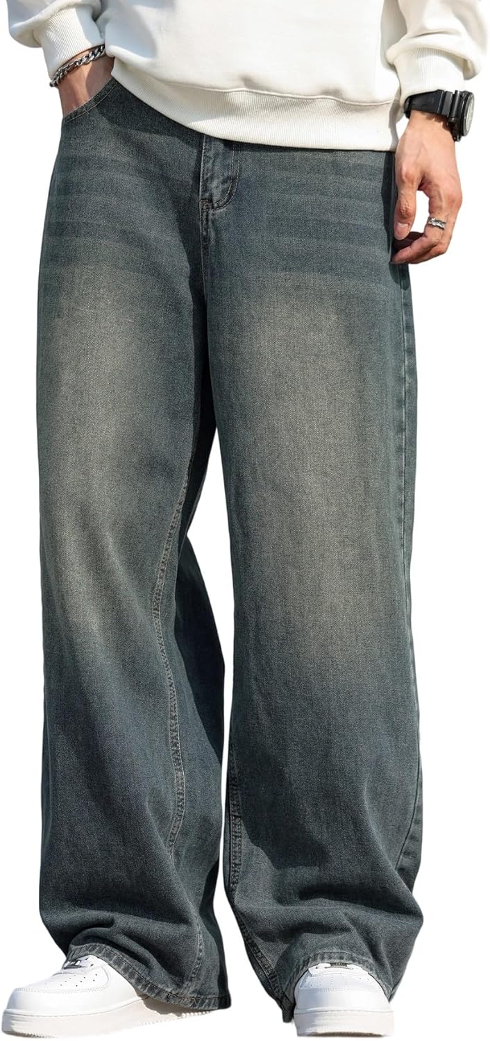 Thumbnail 5 de Zewool Herren Baggy Jeans Y2K – Weit geschnittene Denim-Hosen mit irregularen Nähten