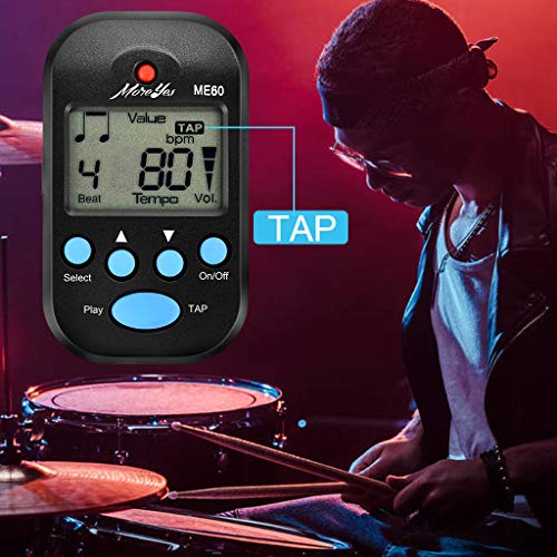 Detalle de MOREYES Mini métronome numérique avec haut-parleur multifonction – compact et pratique pour saxophone, piano, guitare, violon, flûte et tambour