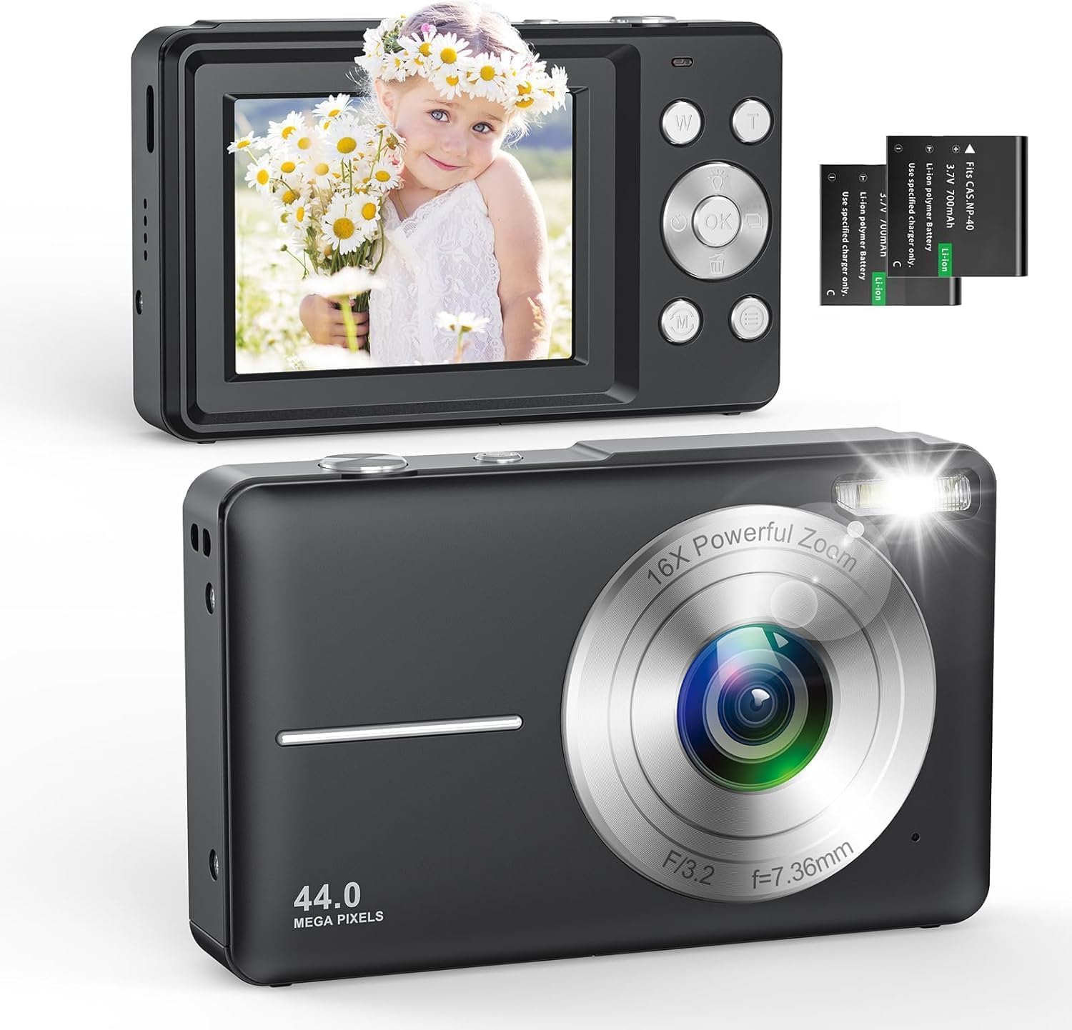 Detalle de Digitalkamera 1080P 44MP Fotoapparat – kompakt, einfach zu bedienen, ideal für Einsteiger