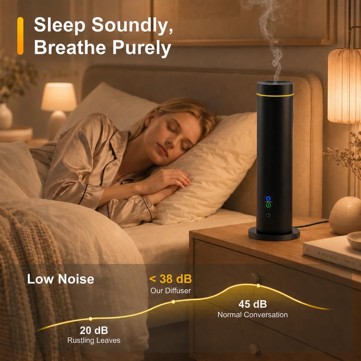 Detalle de Maromalife Waterless Diffuser: 1000 Sq. Ft Coverage, Plug-In Essential Oil Diffuser with Remote and Mood Lights