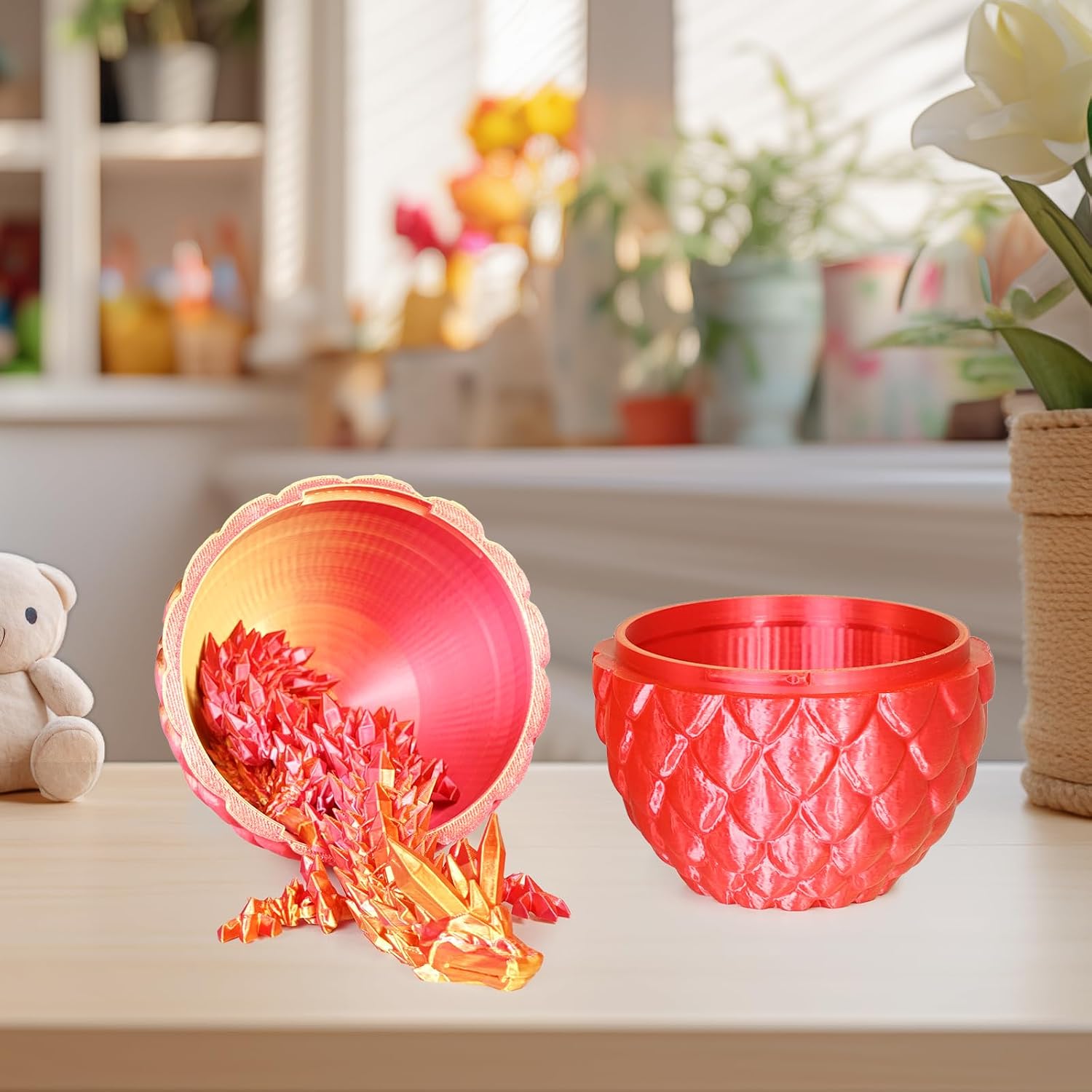 Detalle 2 de Olee Odee Kleine Dracheneier 3D-gedruckte Fidget-Spielzeuge (Orange-Rot) – Überraschung für Erwachsene & Kinder
