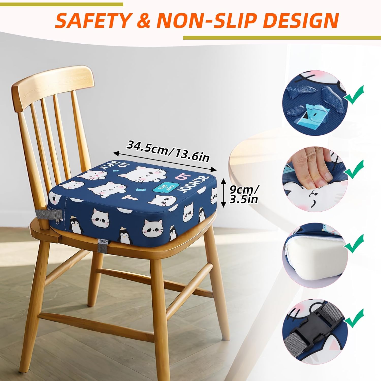 Detalle de Zicac Booster Seat Dining Chair – Portable Toddler Booster Cushion for Dining Table