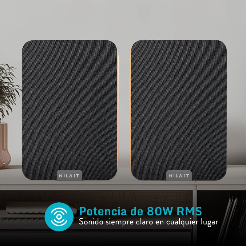 Thumbnail 3 de Nilait Hiphoniq altavoces Bluetooth 80W RMS con HDMI ARC, óptico y RCA (marrón)