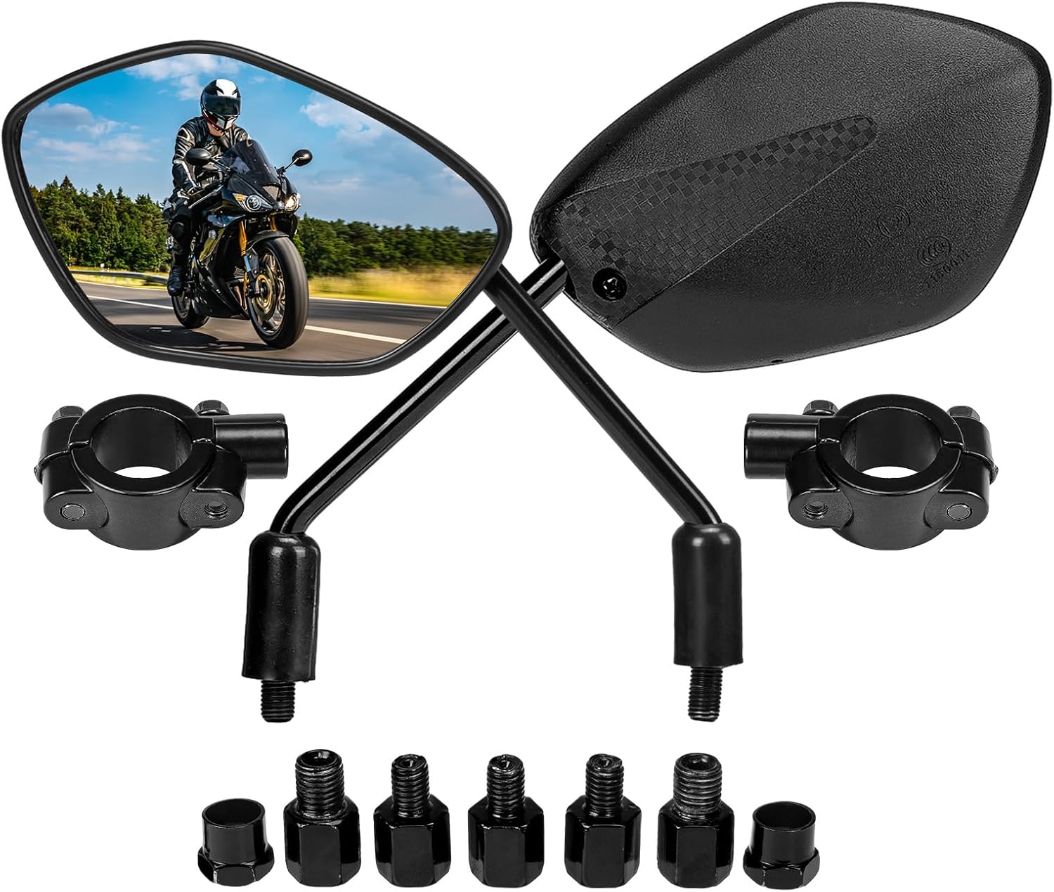 KEMIMOTO Motorrad Spiegel E – Universal, E24-geprüft, mit Halterung