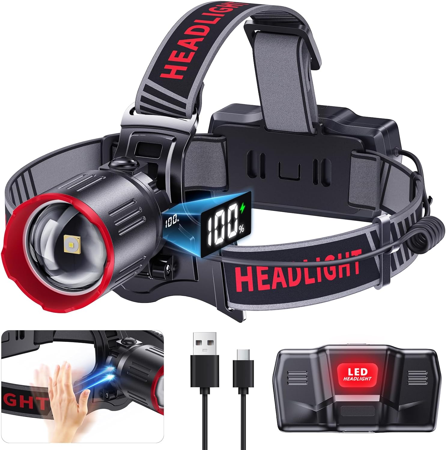 Detalle de ET Super Bright head torch 100000 lumens