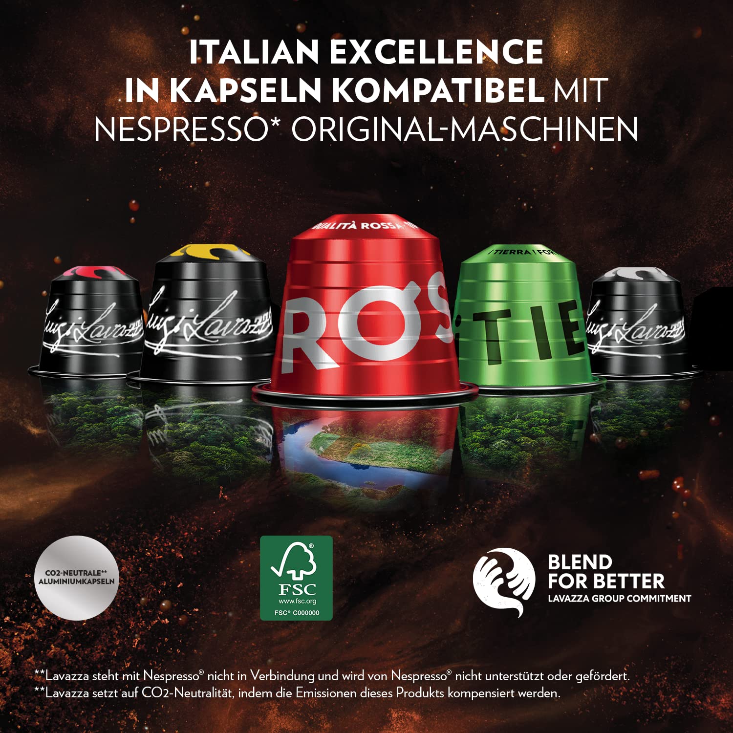 Thumbnail 2 de Lavazza Tierra For Planet Bio-Organic Arabica Espresso – schokoladiges Aroma, Nespresso Original kompatibel (10 Kapseln, Packung mit 2)