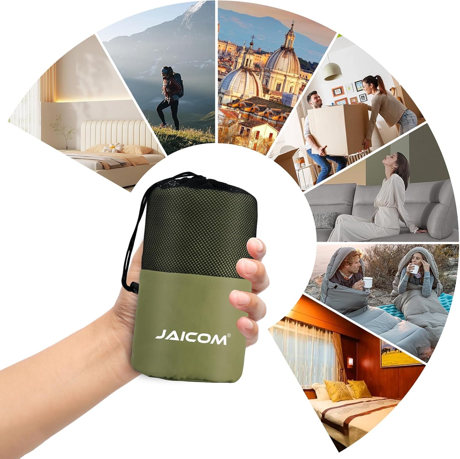 Thumbnail 5 de JAICOM Sleeping Bag Liner (220 x 90 cm) – ultralight travel sheet with pillow pocket