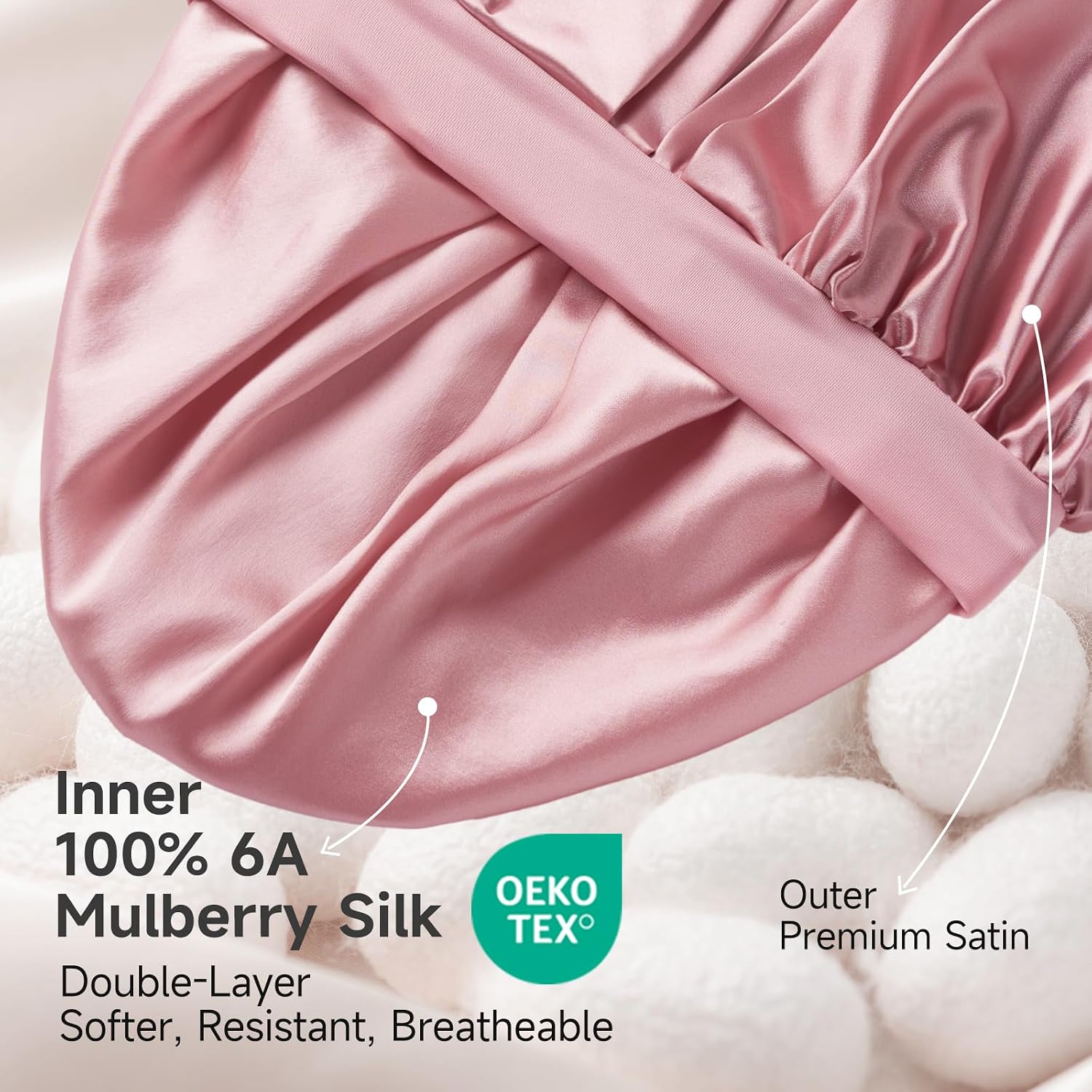 Thumbnail 1 de Umisleep 22 Momme Mulberry Silk Bonnet with Double Layer Satin – Premium Sleep Hair Care