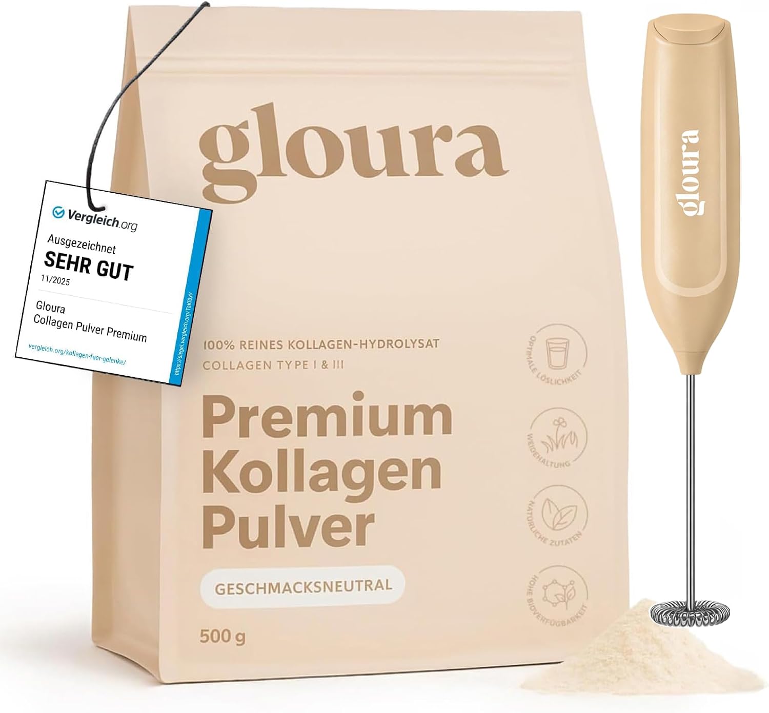 Detalle de Collagen Pulver Premium 500g für Haut & Haar