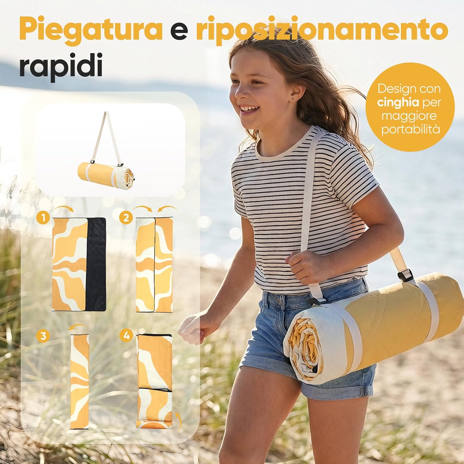 Detalle de Sekey Coperta Picnic Impermeabile 200x200 cm – comoda, resistente e versatile per all’aperto