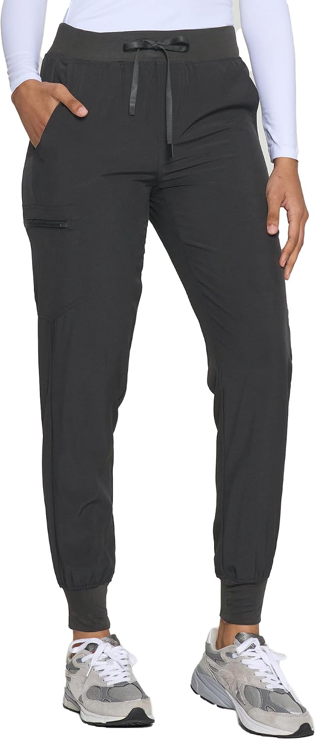 Detalle de COZYFIT Women's Scrub Pants, Slim-Fit Joggers with Stretch and 5 Pockets