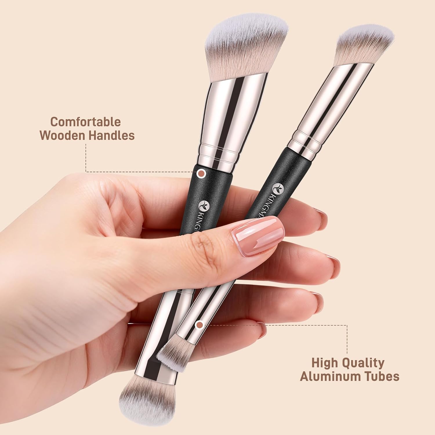 Detalle 2 de KINGMAS Double-Ended Foundation and Concealer Brush Set, 2-Piece Synthetic