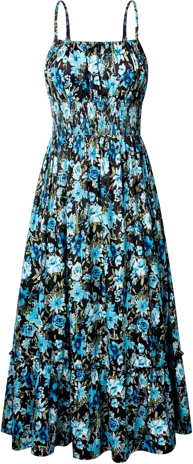 Detalle de GRACE KARIN Smocked Floral Maxi Dress 2026
