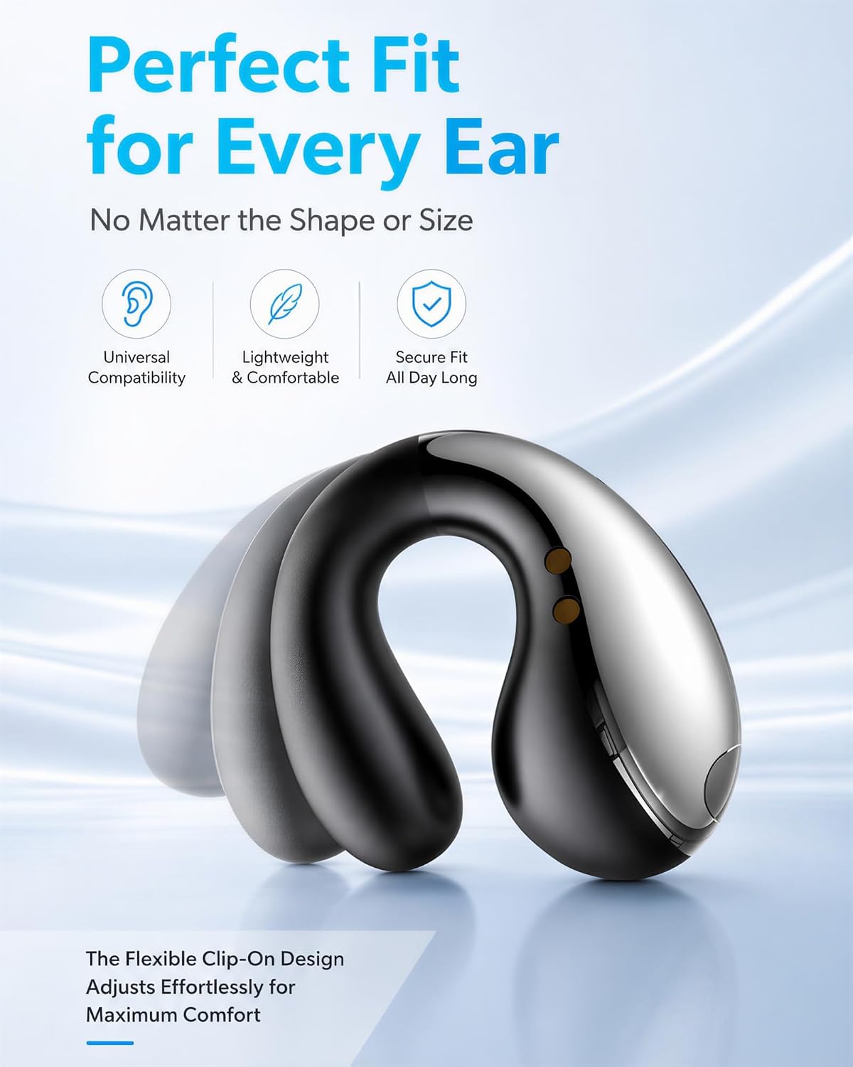 Detalle de Boytond Ultra Open Ear Earbuds — Comfortable Clip-On Bone Conduction Earbuds with Waterproof Build