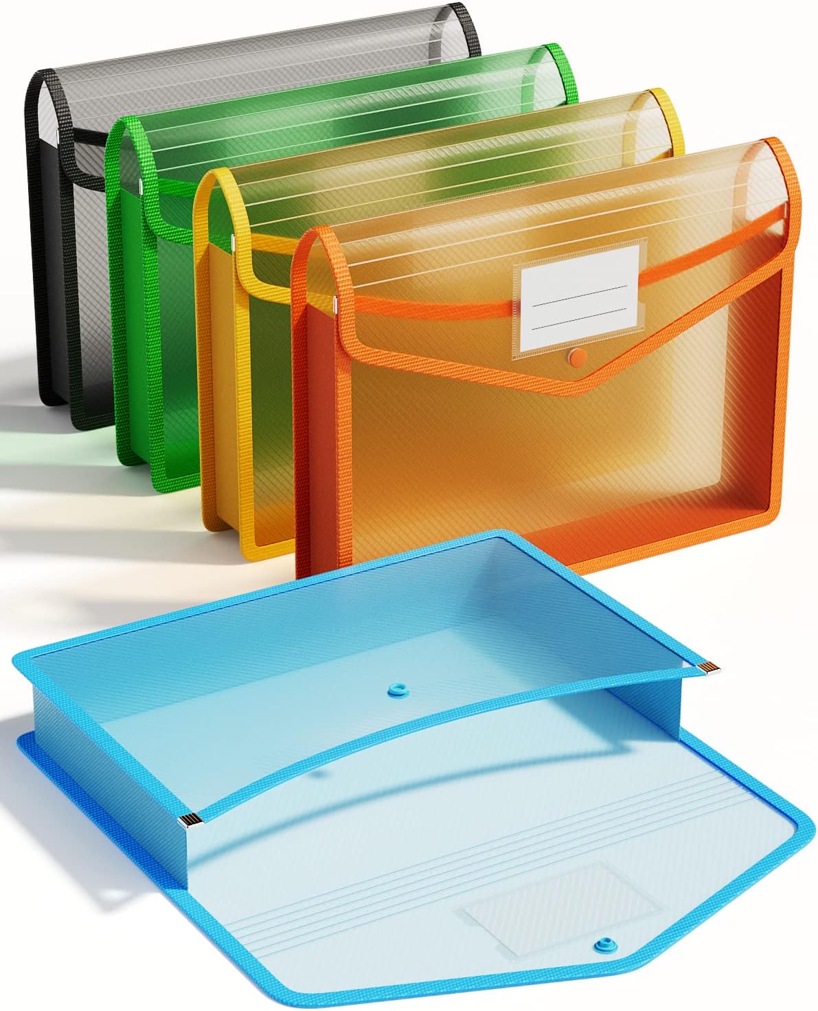 Detalle de ThinkTex B-5 Expanding File Folder, Clear Plastic, Snap Closure, 5-Pack