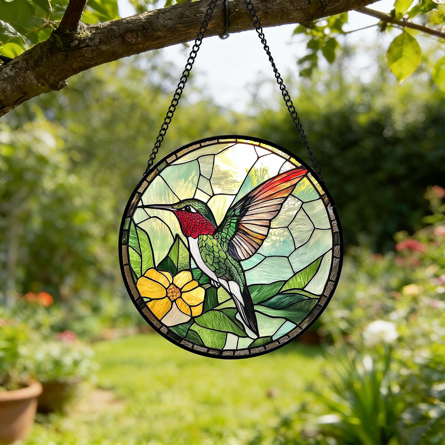 Detalle 1 de Hummingbird Stained Glass Window Suncatcher, 9.8 in.