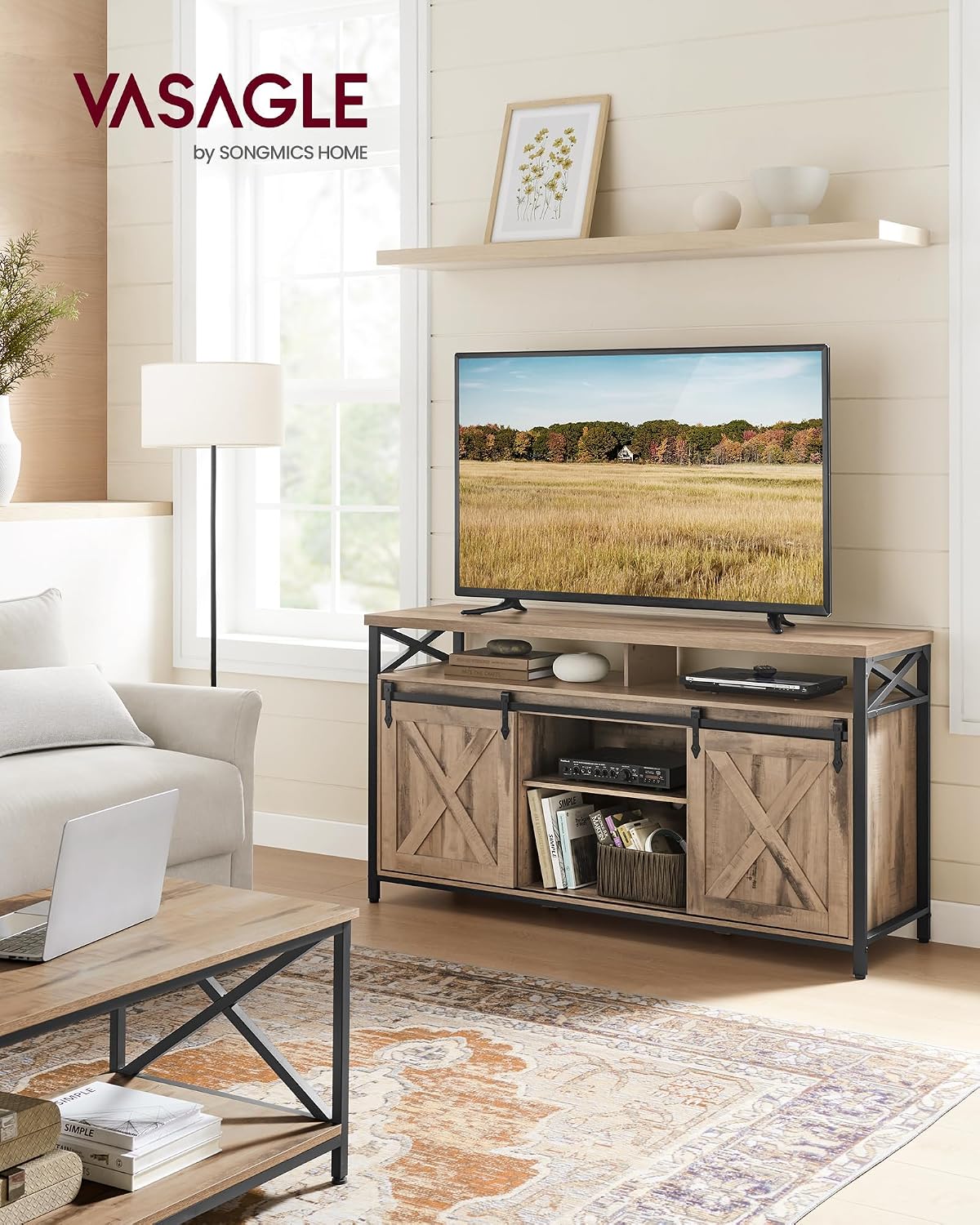 Detalle 2 de VASAGLE LTV071B50V1 Meuble TV 147 cm