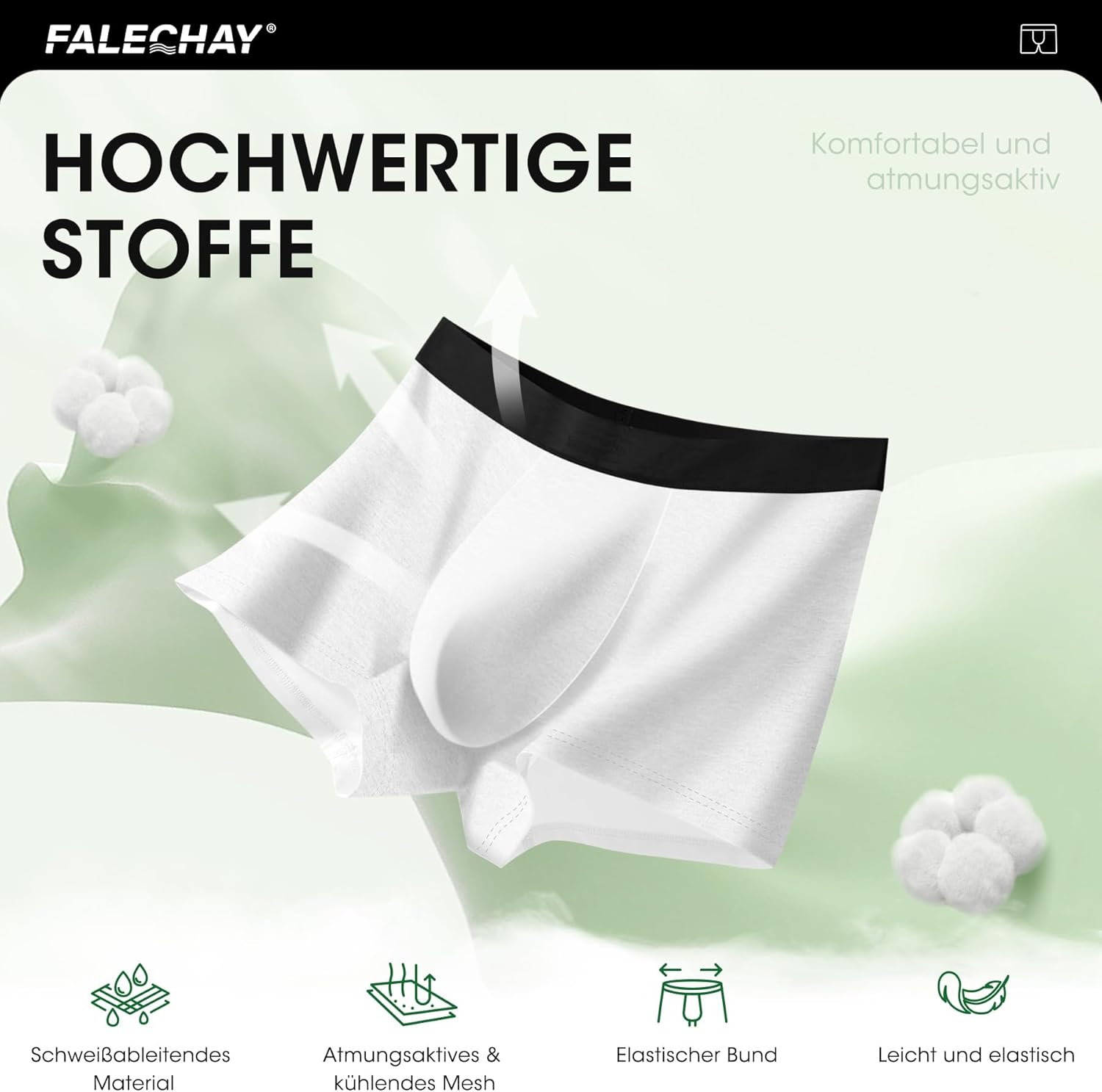 Detalle 2 de Falechay Boxershorts Herren 6er Pack – Baumwolle, elastischer Bund, hautfreundlich (Gr. S–3XL)