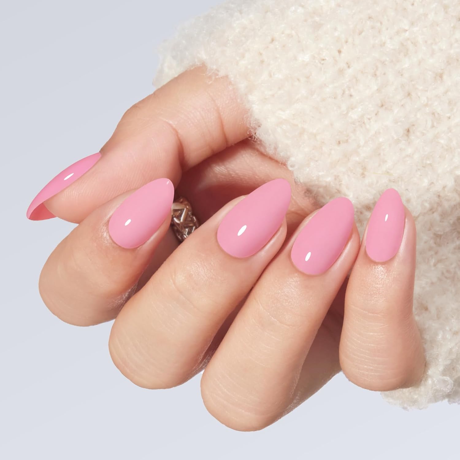 Thumbnail 1 de Modelones Pink Press on Nails Almond | 32Pcs Reusable Nail Kit
