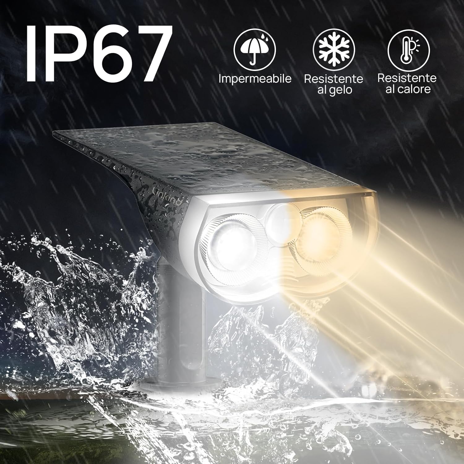 Detalle de Linkind Luci Solari Esterno con sensore di movimento, 22 LED 3000K IP65 (4 pezzi)