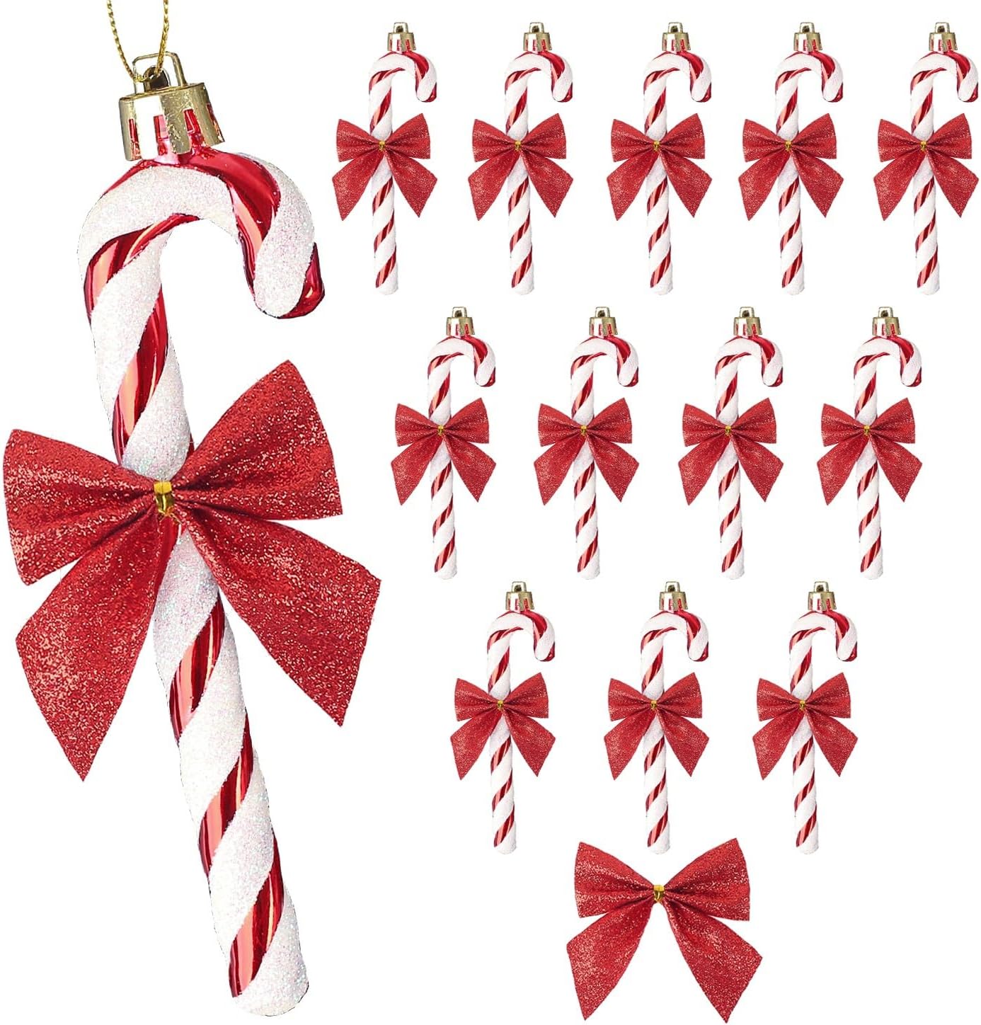 Thumbnail 6 de HERZWILD 12Pcs Candy Cane Christmas Decorations – Blue Glitter Candy Canes with Bows