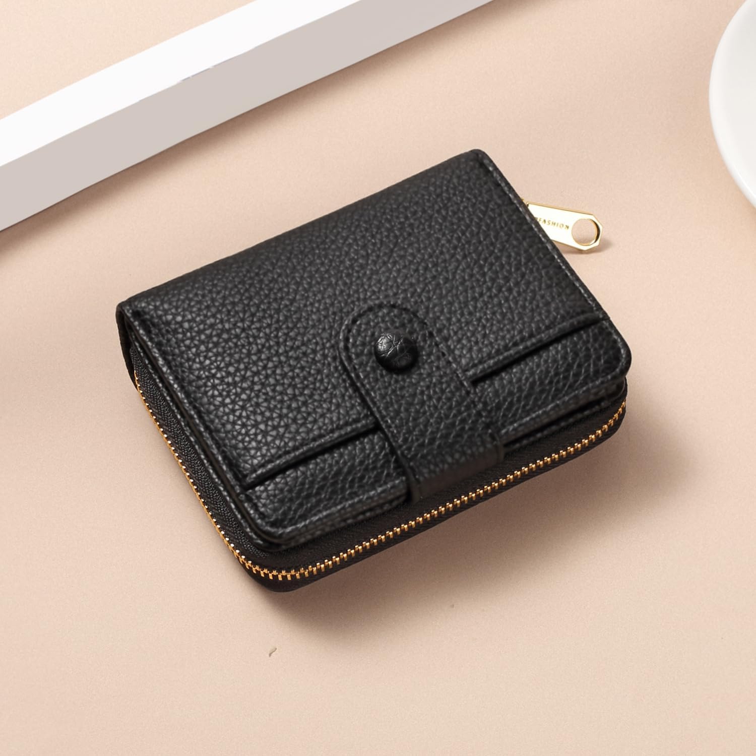Detalle 1 de ANYWN Geldbörse Damen klein aus weichem Leder Portemonnaie schwarz 👛
