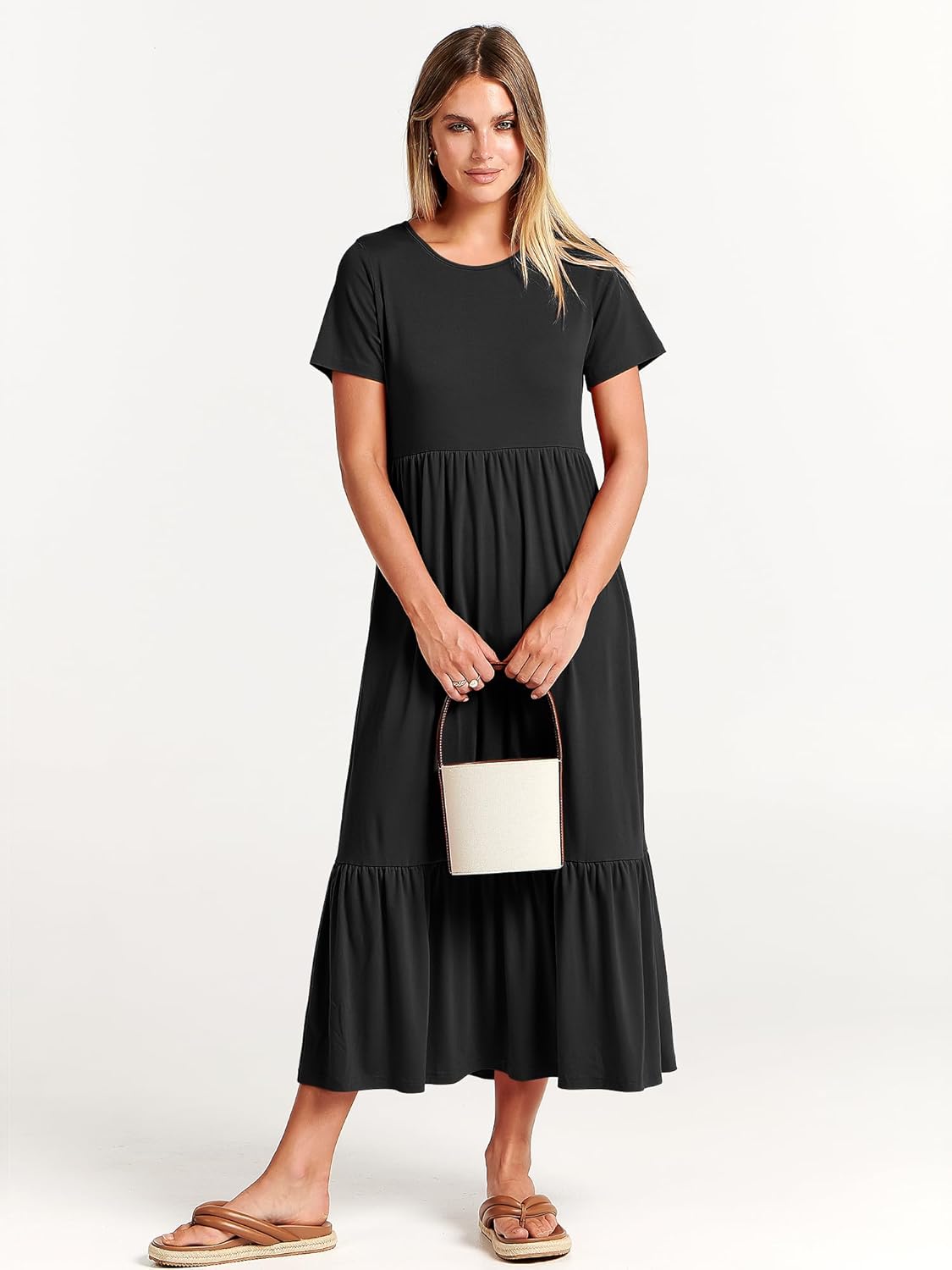 Thumbnail 1 de ANRABESS 2026 Summer Casual Maxi Dress — A-Line Tiered Flowy Dress with Pockets