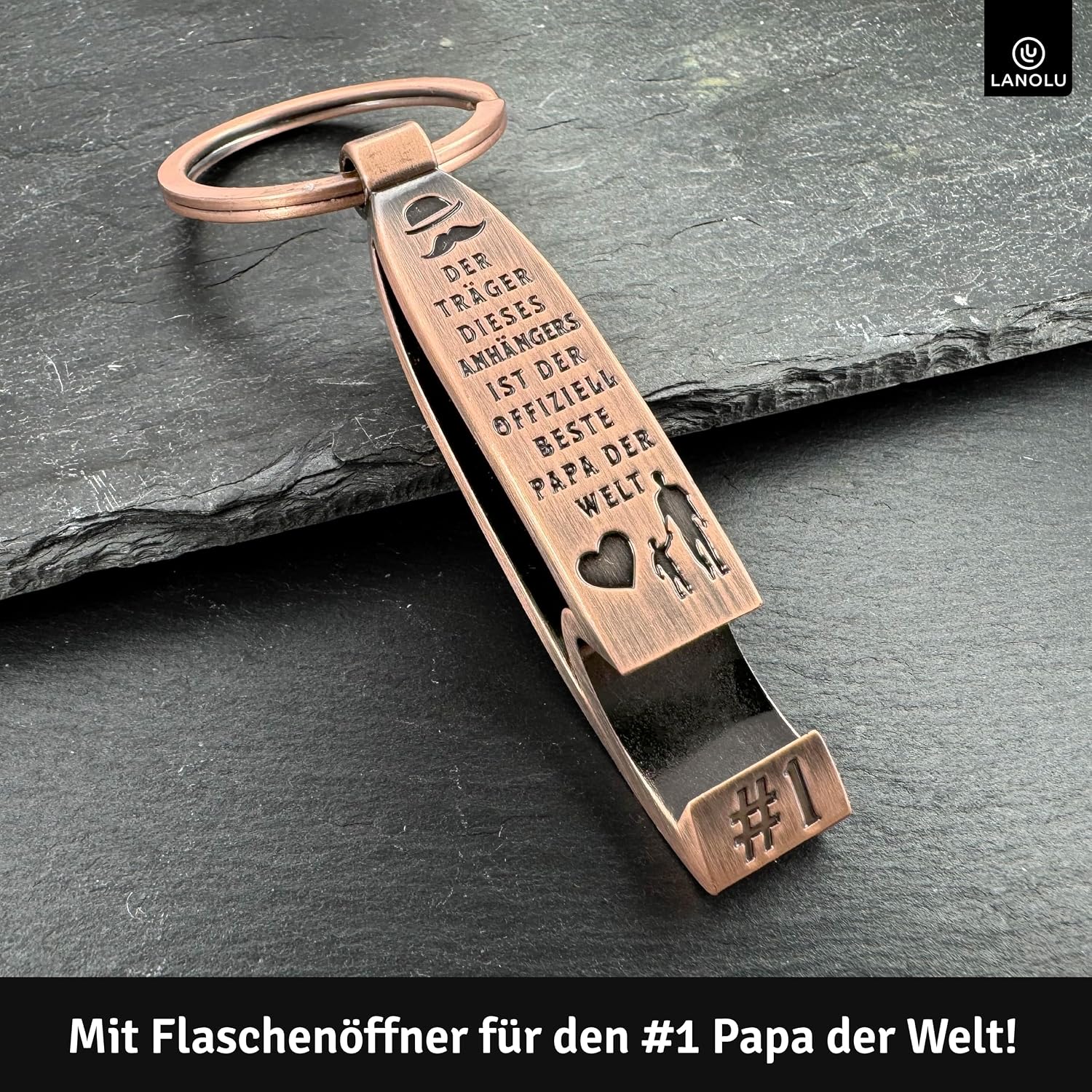 Detalle 2 de LANOLU Schlüsselanhänger bester Papa Metall