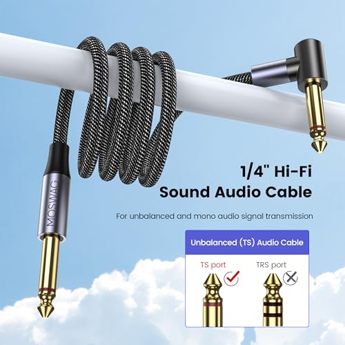 Detalle de MOSWAG Professional Guitar Cable 3M/10FT: Braided 1/4 Inch Instrument Cable