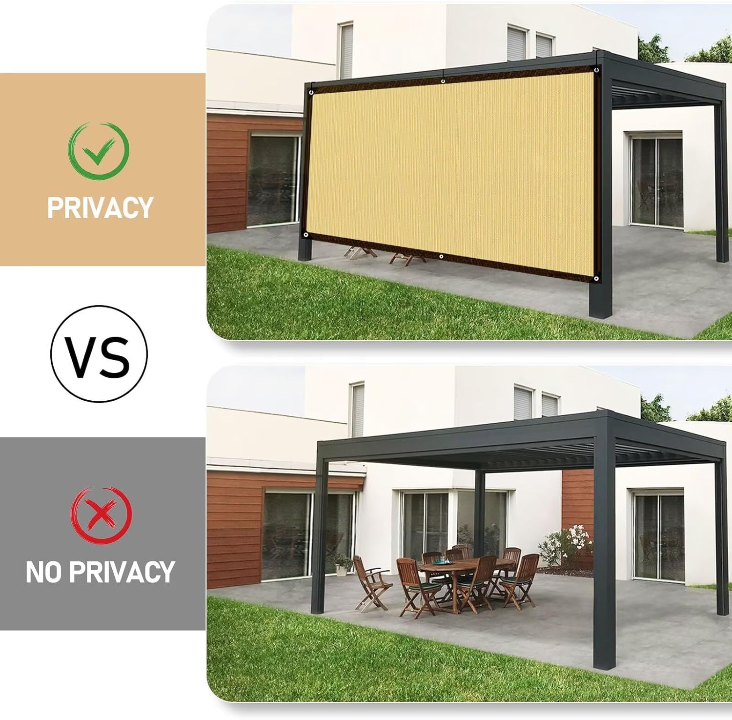 Thumbnail 3 de Filet d’ombrage WAIMDIKUL avec œillets beige 3 x 3 m (70% d’ombrage)