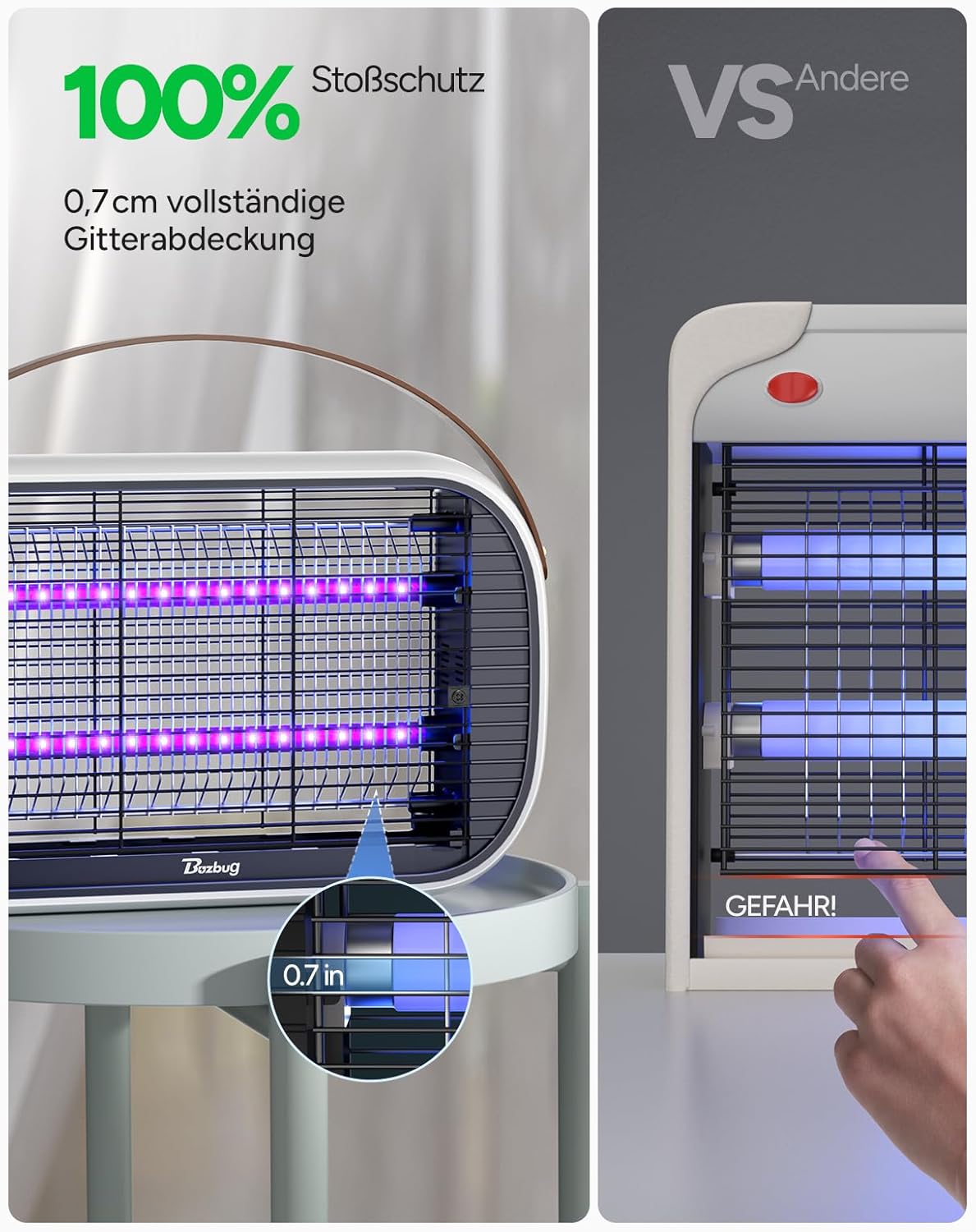 Detalle de Buzbug LED Insektenvernichter MA015B – effektive Innenlösung mit Dual-UV-Technologie