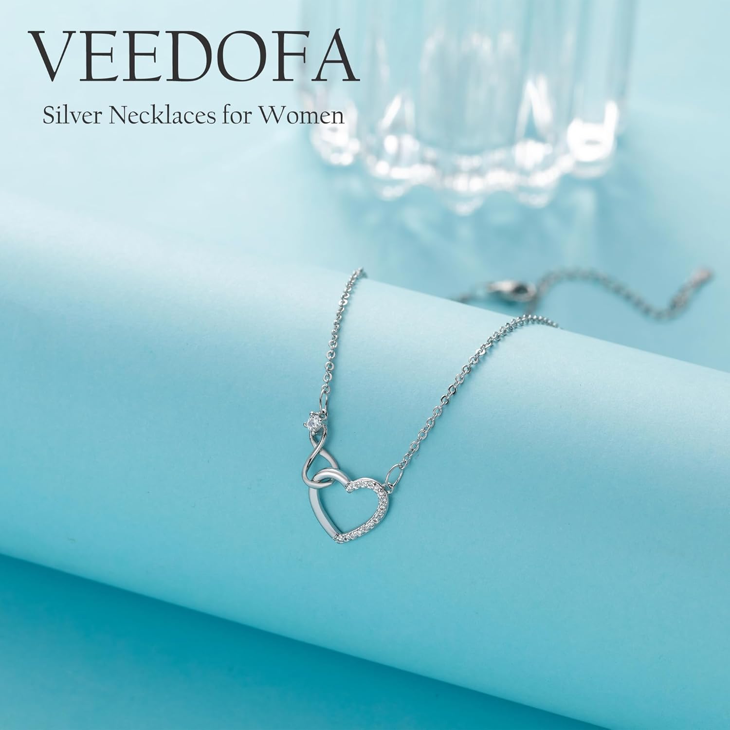 Detalle de VEEDOFA 925 Sterling Silver Infinity Necklace for Women