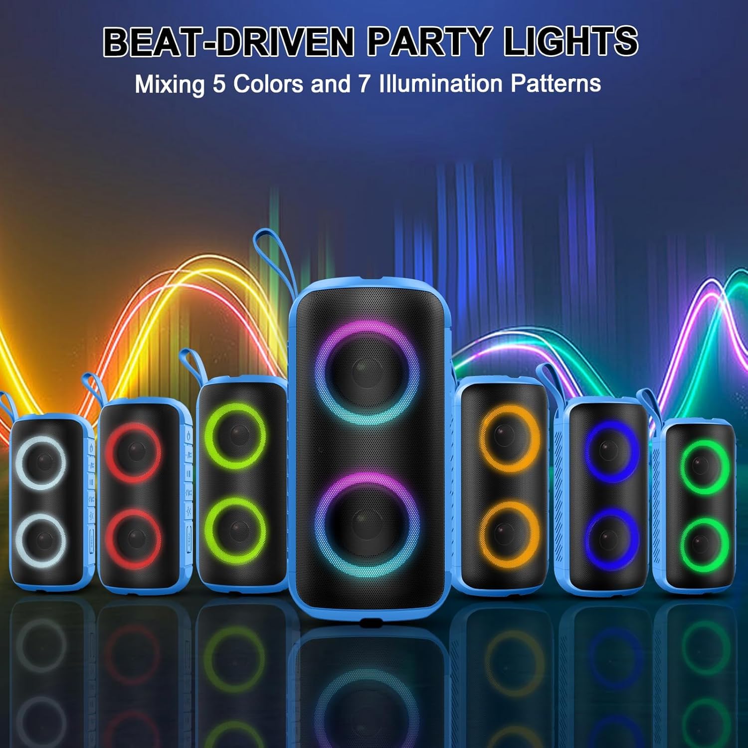 Thumbnail 5 de Hupoaf Bluetooth Speaker (IPX7) with 6D Loud Sound, RGB Lights, and 12H Playtime