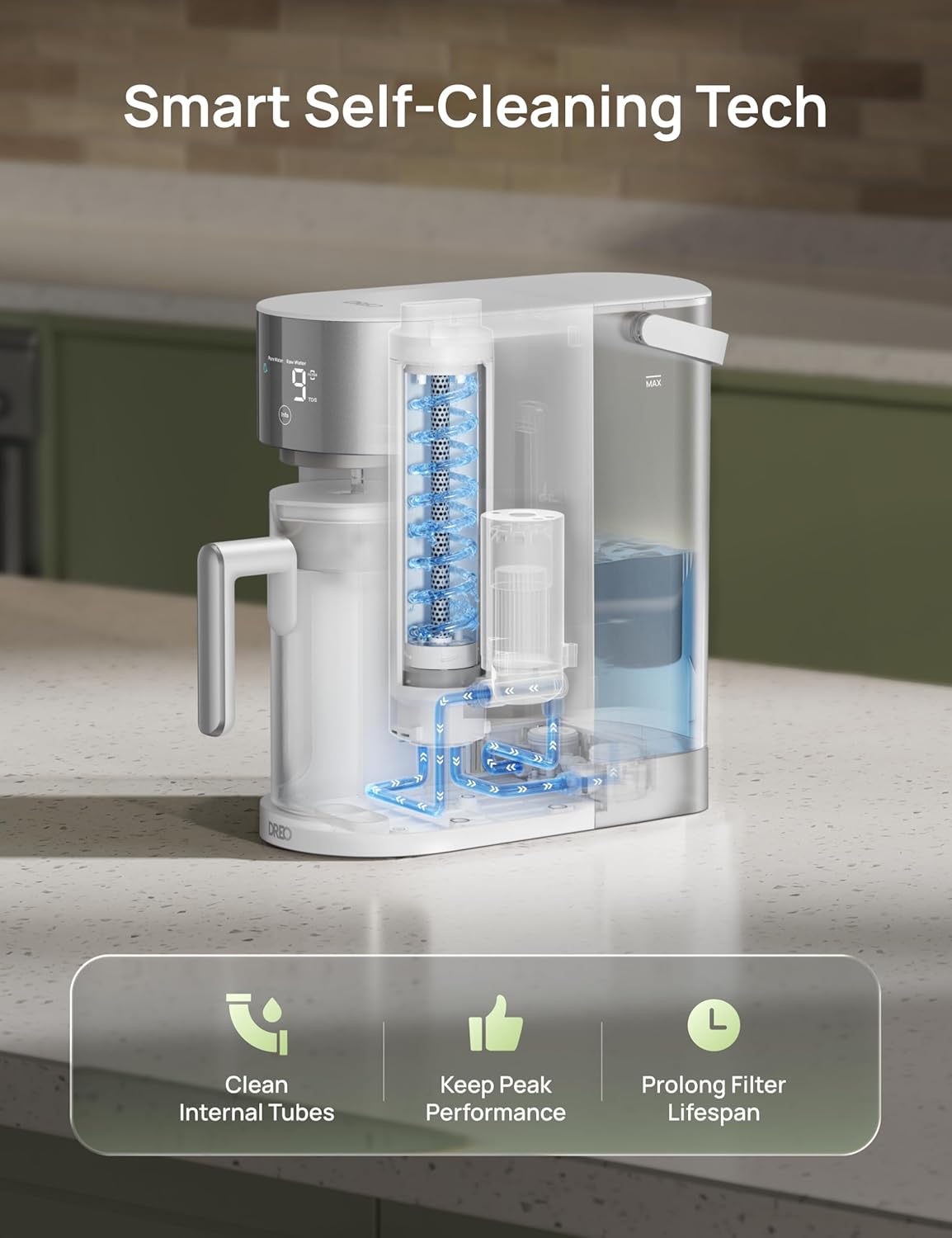 Thumbnail 6 de Dreo Countertop Reverse Osmosis Water Filter (RO) with 3:1 Pure-to-Drain Autofill Pitcher