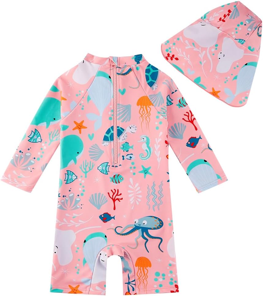 Detalle de upandfast Baby Badeanzug mit Knöpfen UV Schutz für Mädchen – bequem, praktisch und sicher am Strand