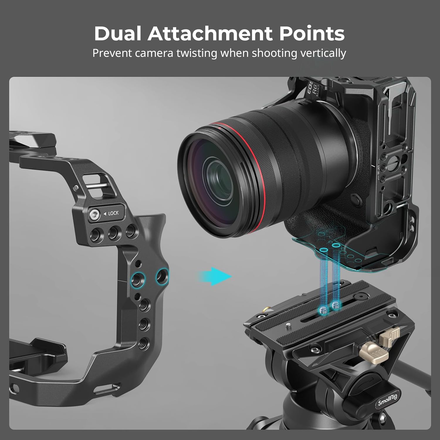 Thumbnail 6 de SMALLRIG R6 Mark II Käfig mit Dualen NATO-Schienen und Arca-Schnellwechselplatte (4159B) für Canon R6 Mark II